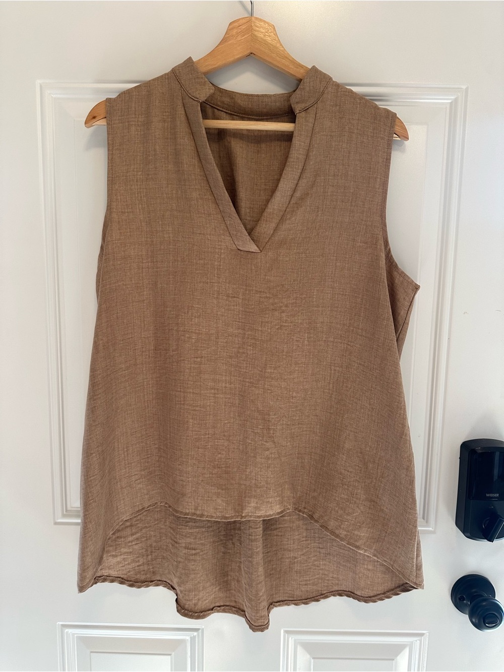 Brown Sleeveless V-Neck Tunic Camisole